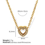 Gold color / 1 Piece Simple Series Heart Stainless Steel  Gold Color Rhinestone Women's Pendant Necklaces Picture7